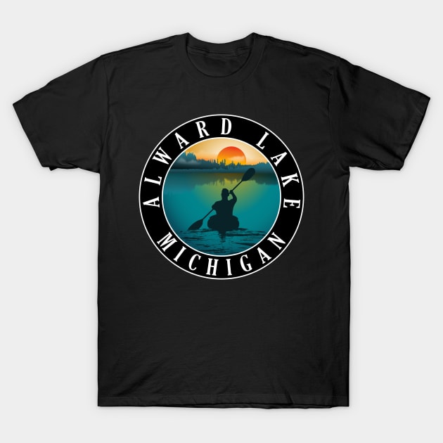 Alward Lake Kayaking Michigan Sunset T-Shirt by BirdsEyeWorks